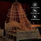 Mosquito Net for Bed, Large White Bed Canopy for Girls, Hanging Bed Net, Ideal for Bedroom Decorative, Travel with Storage Bag (Snowflake)