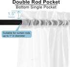 OWENIE White Sheer Curtains 72 Inches Long 2 Panels, Transparent Voile Sheer White Curtains Double Rod Pocket Gauze Drapes for Living Room Bedroom Window Sliding Glass Door Treatment, 42 x 72 Inch