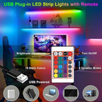 HOUHUI LED Strip Lights 6.56Ft, RGB LED Lights Strip for 40-60in TV Backlight, RGB Color Strips Light Waterproof IP65 with Remote, USB Bias LED Lights Kit for Bedroom PC Monitor Mirror Cabinet Desk