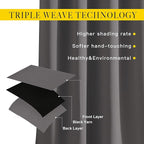 NICETOWN Bedroom Blackout Curtains Panels - Triple Weave Energy Saving Thermal Insulated Solid Grommet Blackout Draperies for Patio (80 inches by 108 Inch, Grey, Set of 2)