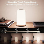 Outdoor Cordless Table Lamps Rechargeable, Touch Lamp [Sleek Design & RGB Mode] 4-Level Brightness Outdoor Lamps for Patio, LED Lamp Multi-Color Smart Nightstand Lamp for Outdoor Table lamp