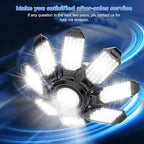Garage Lights - Super Bright 25000LM Garage Lights Ceiling Led w/ 8 Deformable Panels 6500K Led Light Bulb Srew in E26/E27 Socket with Adjustable Center Spotlight for Barn Workshop Attic