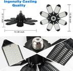 Led Garage Light - 20000LM Super Bright 6500K Garage Lights Ceiling Led w/ 8 Adjustable Panels Garage Shop Light Compatible for E26/E27 Socket Applicable for Workshop Barn Warehouse Attic
