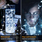VOOKRY 16 Pack 10 ft 30 LEDs Fairy Lights Battery Operated, Waterproof Silver Wire Mini String Lights, Firefly Starry Moon Lights for Jars DIY Wedding Party Bedroom Patio Christmas Decor(Cool White)