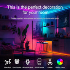 LED Strip Lights For Bedroom 130 FT(2 Rolls of 65.5 FT) with remote and intelligent application Bluetooth LED lights, music synchronized RGB color changing lights, suitable for room party decoration
