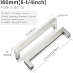 Cabinet Pulls Brushed Nickel Cabinet Handles Square Drawer Pulls, 40 Pack 6-1/4 Inch Stainless Steel Kitchen Door Cupboard Cabinet Handles, Cabinet Hardware Drawer Handles, 160mm Hole Centers