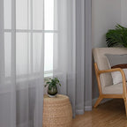 OWENIE Light Grey Sheer Curtains 84 inches Long 2 Panels Set for Bedroom Living Room, Soft Solid Living Room Sheer Curtain, Rod Pocket Light Filtering Farmhouse Curtains, 2 Pcs Each 42“ W x 84" L