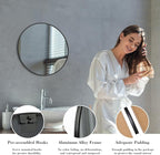 Sweetcrispy Black Round Wall Mirror 20 Inch, Bathroom Mirrors for Over Sink, Wall Decor for Bathroom, Entryway, Bedroom, Vanity