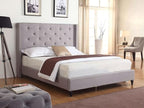 HomeLife furBed00007_Cloth_LightGrey_Full Platform Bed, Grey
