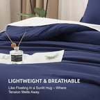 Litanika Comforters Navy Blue Super King Size, 3 Pieces Lightweight Solid Bedding Set & Collections, All Season Fluffy Bed Set (120x120In Comforter & 2 Pillowcases)