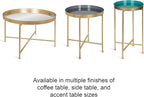 Kate and Laurel Celia Round Metal Foldable Accent Table with Tray Top, Gold