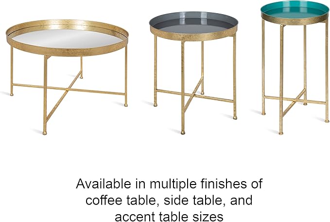 Kate and Laurel Celia Round Foldable Tray Accent Table, 14" x 14" x 25.75", Gray and Black, Modern Minimalist Design and Magnetic Tabletop