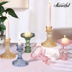 Gold Candle Holder Set of 12, Glass Taper Candle Holders, Gold Candlestick Holders, Candle Stick Holder for Table Centerpieces, Wedding, Christmas & Home Decor