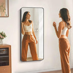 24" x 55"Bathroom Mirror, Matte Black Wall Mirror with Metal Frame, Decorative Rectangular Vanity Mirror for Bedroom Bathroom Living Room Entryway (Horizontal/Vertical)