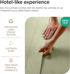 Threadmill Luxury 800 Thread Count King 100% Cotton Sheets - Sage Green Sateen Weave Bed-Sheets, Better Than Egyptian Cotton, 4 Pc Solid Soft Bed Set, Fits 16" Deep Pocket