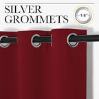 NICETOWN Christmas Burgundy Bedroom Curtains Blackout Draperies, Christmas Decorations Thermal Insulated Solid Grommet Top Blackout Drapes for Cafe (One Pair, 34 x 84-inch)