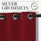 NICETOWN Holiday Christmas Decor Thermal Insulated Solid Grommet Blackout Curtains/Drapes for Living Room (1 Pair, 42 by 63 inches, Burgundy Red)