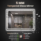 40"X32" LED Bathroom Mirror with Front Lights and Backlit, Anti-Fog, Dimmable, Shatter-Proof Tempered Glass, Lighted Bathroom Vanity Mirror for Wall with 3 Colors, Memory Function