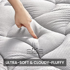 SLEEP ZONE King Size Cooling Mattress Pad, Premium Zoned Quilted Fitted Mattress Topper, Elastic Mattress Protector Cover, Machine Wash Durable, Deep Pocket 8-21 inch, Silver Grey, King