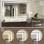 LED Bathroom Mirror for Wall 60x38, Large Lighted Vanity Mirror with Lights, Dimmable, Anti-Fog, Shatter-Proof, ETL Listed (Front + Backlit)