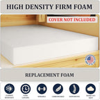 Foamma 12” x 32” x 75” Camper/RV Travel High-Density Foam Bunk Mattress Replacement, Made in USA, Comfortable, Travel Trailer, CertiPUR-US Certified, Cover Not Included