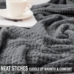 Exclusivo Mezcla Fleece Bed Blanket Twin Size, Super Soft and Warm Blankets for Couch, Sofa and Bed Waffle Textured, Cozy, Fuzzy and Lightweight (Dark Grey, 90x66 Inches)