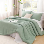 Litanika California King Comforter Set Sage Green - 3 Pieces Cal King Lightweight Solid Bed Comforter, Oversized Fluffy Down Alternative Comforter Quilt Blanket Bedding Set
