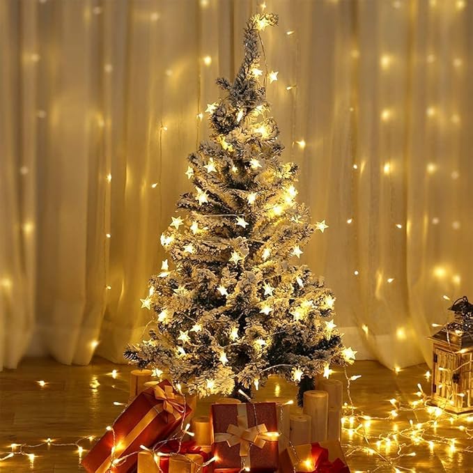 ANJAYLIA Star Lights 10 FT 20 LED Battery Operated String Lights for Bedroom Indoor & Outdoor, Party, Wedding and Ramadan Christmas Decorations 2 Pack Warm White