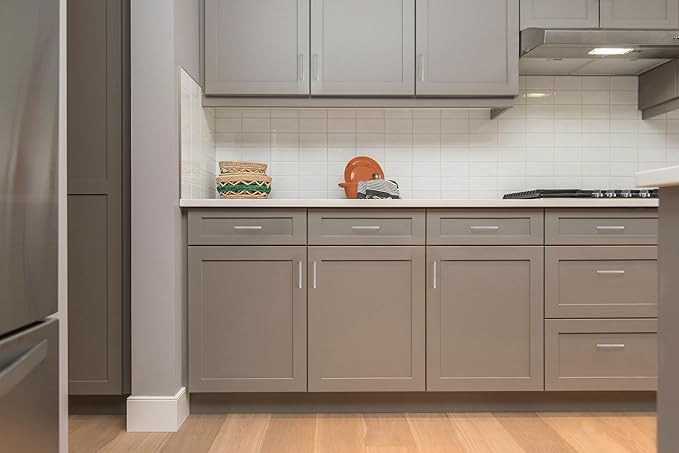 Ravinte 15 Pack Solid 3-3/4 Inch Center to Center Slim Square Bar Drawer Handles Cabinet Hardware - Brushed Nickel Kitchen Pulls