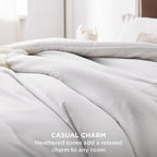 Bedsure Full Comforter Set - Grayish White Soft Bedding for All Seasons, Cationic Dyed Bed Set, 3 Pieces, 1 Full Size Comforter (82"x86") and 2 Pillow Shams (20"x26"+2")
