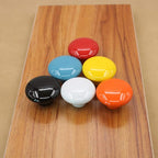 HUAMULAN 15PCS Yellow Glossy Ceramic Knobs Button Round Mushroom Cabinet Dresser Vintage Pulls Door Handles Cupboard Wardrobe Drawer, Dia. 1.5 inch (38mm)
