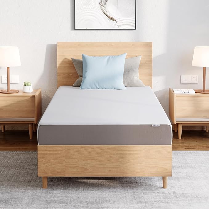 Amazon Basics HKSP01008F Plush Memory Foam Bed Mattress, Full, White/Grey, 75 x 54 x 8 inches