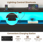 Rolanstar Headboard for Queen Size Bed with Storage, 60,000 DIY Color of LED Light, Head Board with USB & Type C Port, Height Adjustable, Black Cabeceras de Cama Comfortable Modern, Wood