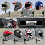 SANGMO 180°Motorcycle Helmet Rack, Rotation Metal Helmet Holder Wall Mounted Helmet Rack Motorcycle with 2 Hooks Helmet Hanger for Motorcycle Bike Coats, Caps, Baseballs, Rugby Helmet (1 pcs)