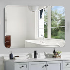 Frameless Bathroom Mirror for Over Sink,Wall Mounted Vanity Mirrors 22x28in,Rounded Rectangle Mirror Frameless with Polished Edge for Bedroom,Living Room,Entryway,Shatterproof (Horizontal/Vertical)