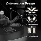 6 Pack LED Garage Light, 200W 20000LM 6500K LED Shop Lights, Garage Lights Ceiling Led with 6+1 Deformable Panels, Screw in E26/E27 Socket Bulb for Warehouse, Workshop, Basement, Barn Lighting