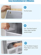 Over the Door Organizer - 10 Compartments, 80 lbs Load Behind Door Storage, Extra Large Hanging Storage Organization, Door Hanging Organizer for Bedroom, Bathroom, Nursery, Shoes, Diaper, Grey