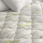 Queen Size Mattress Pad Air Topper Cover, Viscose Made from Bamboo, Soft Breathable Noiseless Camping Stretches up to 18"