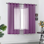 DUALIFE Dark Purple Curtains 63 Inch Length for Bedroom Girls 2 Panels Set Grommet Semi Transparent Window Drapes Sheer Voile Royal Purple Thin Curtains for Living Room Violet Plum 52x63 Inches