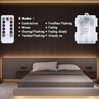 echosari Battery Powered Led Strip Lights with Remote Warm White, 8 Modes, Dimmable, Timer, Self-Adhesive, Cuttable, Waterproof, 9.8FT 90Led Strip Lights for TV Kitchen Cupboard Bedroom Decor