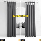 NICETOWN Grey Blackout Curtain Panels for Bedroom, Thermal Insulated Grommet Top Blackout Draperies and Drapes for Basement (2 Panels, W34 x L45-inch, Grey)