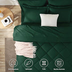 CozyLux Full Size Comforter Sets Emerald Green - 7 Pieces Bed in a Bag Full, Luxury Soft Bed Set for All Seasons, Bedding Set with Down Alternative Comforter, Sheets, Pillowcases & Shams