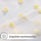 MYSKY HOME Kitchen Curtains 54 Inch Long Small Window Curtains for Bathroom Cafe Bedroom Yellow Pom Pom Curtains for Nursery Boys Room Rod Pocket 2 Pieces Drapes 52 x 54 inch Length