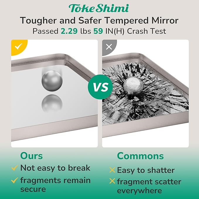 TokeShimi 24x36 Brushed Nickel Bathroom Mirror,Wall Mirror for Bathroom with Tempered Glass,Nickel Bathroom Vanity Mirror for Over Sink,Aluminum Framed Mirror(Horizontal/Vertical)