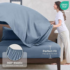 HEVUMYI Dusty Blue Queen Comforter Set - 7-Piece All Season Bed in a Bag Queen, Ultra Soft Bedding Set with Comforter, Flat Sheet, Fitted Sheet, Pillowcases, Pillow Shams