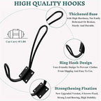 Rustic Entryway Hooks-12 Pack Farmhouse Hooks with Metal Screws Included, Black Decorative Wall Mounted Rustic Coat Hooks Rack, Double Vintage Organizer Hanging Wire Hook Clothes Hanger