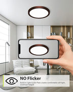 hepside 1PACK Flush Mount LED Ceiling Light Fixture Oil Rubbed Bronze, 12Inch 28W, Dimmable 3000K-4500K-6000K 3 Color Ceiling Lamp 3200LM Low Profile Ceiling Light for Kitchen Bedroom Hallway