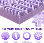 MUXHOMO 3 Inch 7-Zone Twin Mattress Topper, Egg Crate Foam Mattress Topper Twin Size for Back Pain, Lavender Cooling Gel Infused Bed Pad, CertiPUR-US and Oeko-TEX Certification (38"×75")