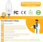 hansang Candelabra LED Bulbs,60 Watt Equivalent,600LM Warm White 2700K,Type B Light Bulb,E12 Small Base,Decorative Chandelier Bulb,Ceiling Fan Bulbs,Non-Dimmable,Pack of 6