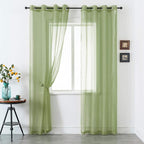 DUALIFE Sage Green Sheer Curtains 84 Inch Length for Living Room 2 Panels Set Grommet Curtain-Light Filttering Drapes St Patric Day Curtains 52x84 Inches Long (Light Green)